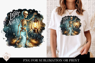 Light Ahead Skeleton Lantern Sublimation PNG Sublimation BijouBay 