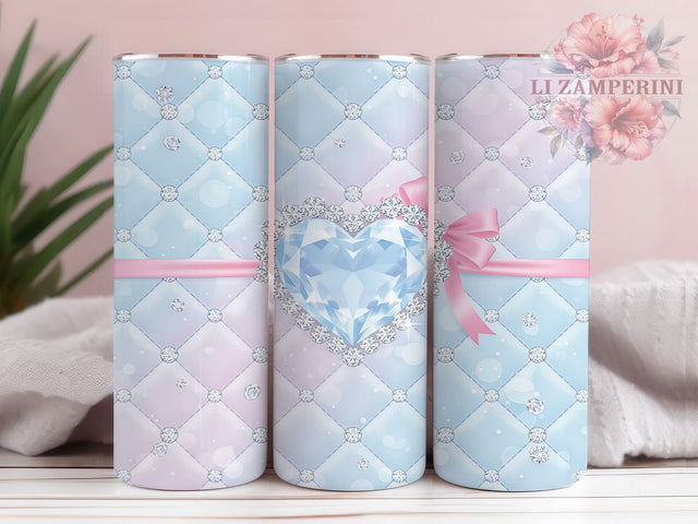 Light Blue 3D Glam Glitter Tumbler, 3D Glam Sublimation Design, Soft Blue Glitter Art, 20oz Glam Tumbler, Whimsical Blue Mug, Sparkling Glam Cup, Elegant Blue Wrap Sublimation Li Zamperini 
