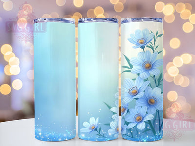 Light Blue Floral Tumbler Wrap, 3D Floral Design, Blue Glitter Tumbler, 20oz Sublimation, Elegant Drinkware, Floral Glitter Tumbler, Stylish Tumbler Wrap Sublimation SvggirlplusArt 