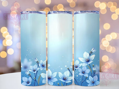 Light Blue Floral Tumbler Wrap, 3D Floral Design, Blue Glitter Tumbler, 20oz Sublimation, Elegant Drinkware, Floral Glitter Tumbler, Stylish Tumbler Wrap Sublimation SvggirlplusArt 