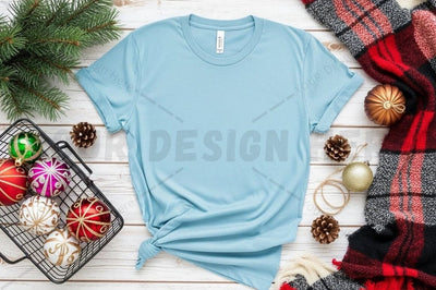 Light blue t-shirt christmas mockup Mock Up Photo Designangry 