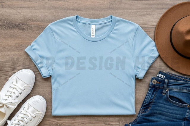 Light blue t-shirt mockup design Mock Up Photo Regulrcrative 