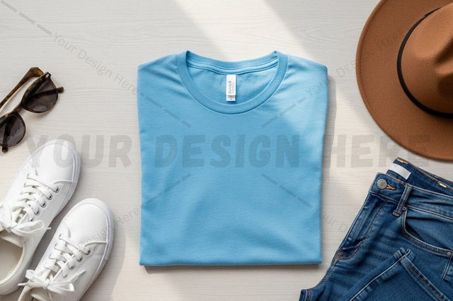 Light blue t-shirt mockup design Mock Up Photo Regulrcrative 