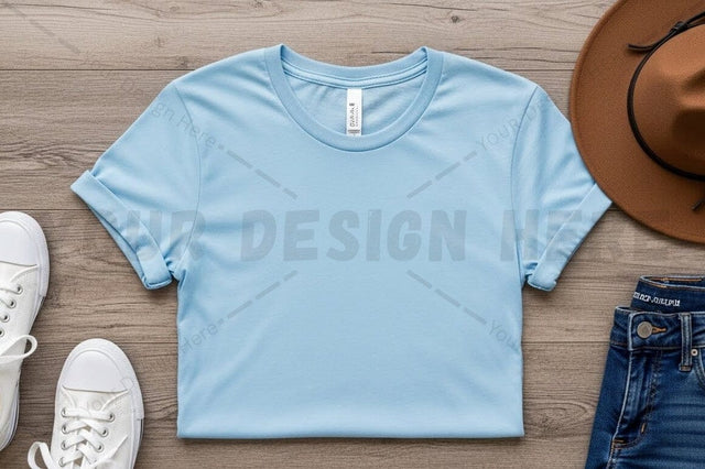 Light blue t-shirt mockup design Mock Up Photo Regulrcrative 