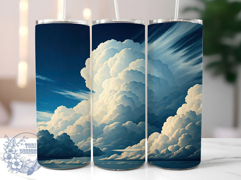 Light Blue Tumbler Wrap, Storm Clouds Design, 20oz Sublimation Tumbler, Blue and White Drinkware, Weather Decor, Clouds Pattern Tumbler, Sky Background Gift, Nature Lover Tumbler Sublimation ToriDesigns 
