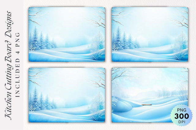 Light Blue Winter Cutting Board PNG Design Sublimation Regulrcrative 