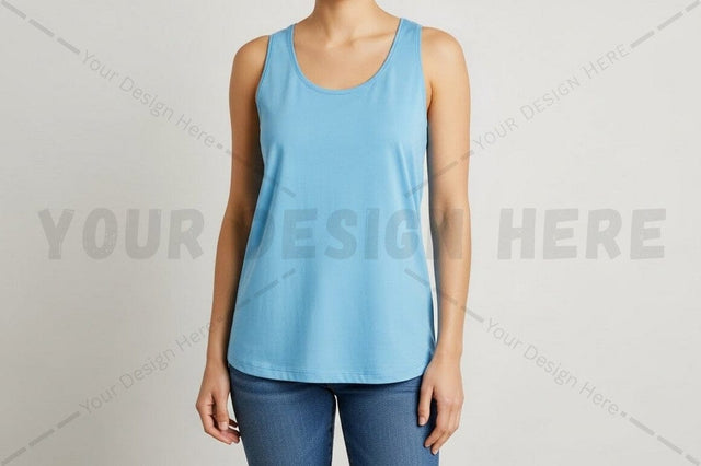 Light blue women's tank top Mock Up Photo Regulrcrative 