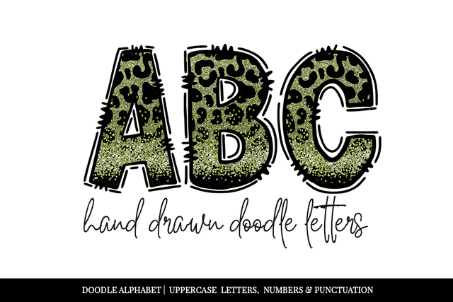 Light Green Leopard Print Doodle Alphabet Sublimation BijouBay 