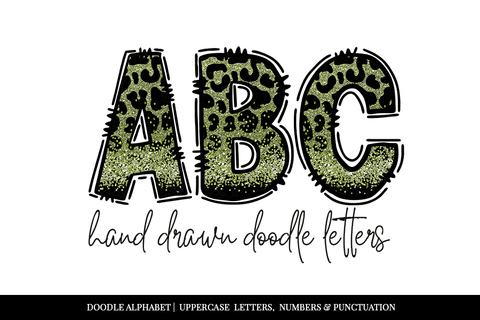 Light Green Leopard Print Doodle Alphabet Sublimation BijouBay 