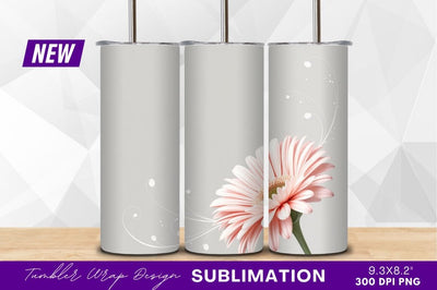 Light Pink Gerbera Daisy With Swirls Tumbler Png Sublimation Regulrcrative 
