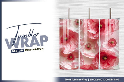Light Pink Poppies Floral Background Tumbler Png Sublimation Regulrcrative 