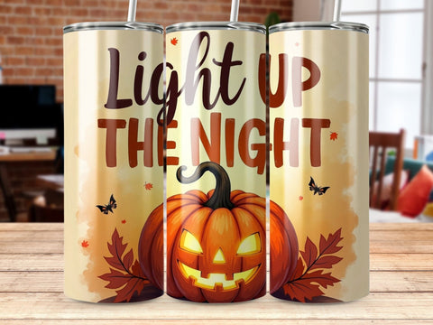 Light up the Night Halloween Tumbler Wrap PNG Sublimation Luvleigh Digitals 