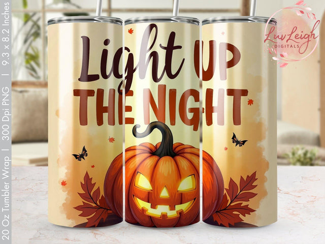 Light up the Night Halloween Tumbler Wrap PNG Sublimation Luvleigh Digitals 
