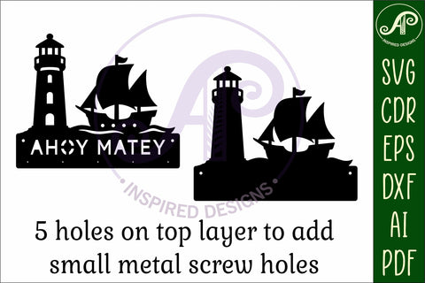 Lighthouse and ship Key holder designs SVG APInspireddesigns 