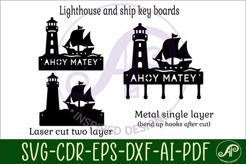 Lighthouse and ship Key holder designs SVG APInspireddesigns 