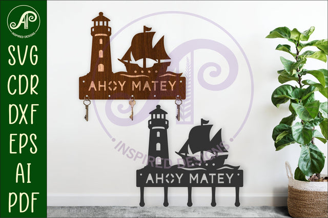 Lighthouse and ship Key holder designs SVG APInspireddesigns 