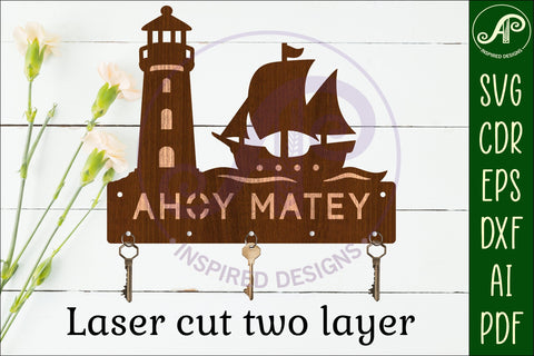 Lighthouse and ship Key holder designs SVG APInspireddesigns 