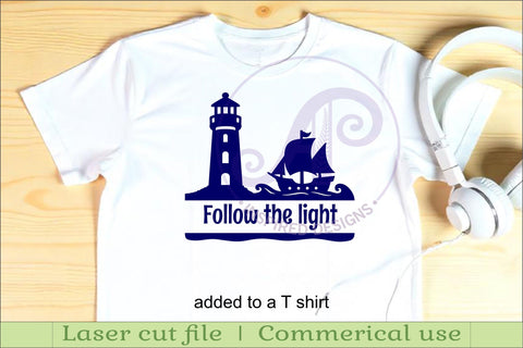 Lighthouse and ship personalized name sign laser cut SVG APInspireddesigns 