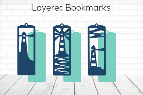 Lighthouse bookmark papercut, Layered bookmark svg SVG AnastasiyaArtDesign 