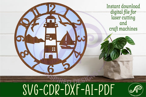 Lighthouse clock laser cut files, SVG file SVG APInspireddesigns 