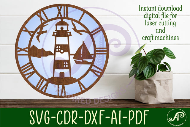 Lighthouse clock laser cut files, SVG file SVG APInspireddesigns 