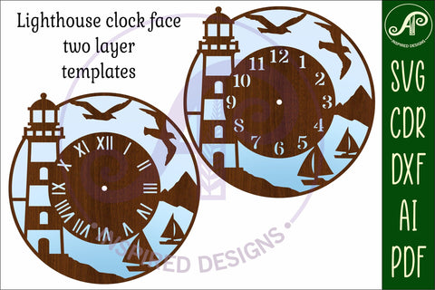 Lighthouse clock wall clock laser cut files SVG APInspireddesigns 