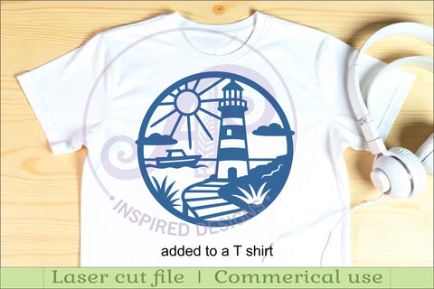 Lighthouse coast scene wall art sign, SVG file. vector file SVG APInspireddesigns 