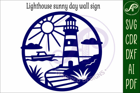 Lighthouse coast scene wall art sign, SVG file. vector file SVG APInspireddesigns 