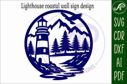 Lighthouse coastal wall art sign, SVG file. vector file SVG APInspireddesigns 