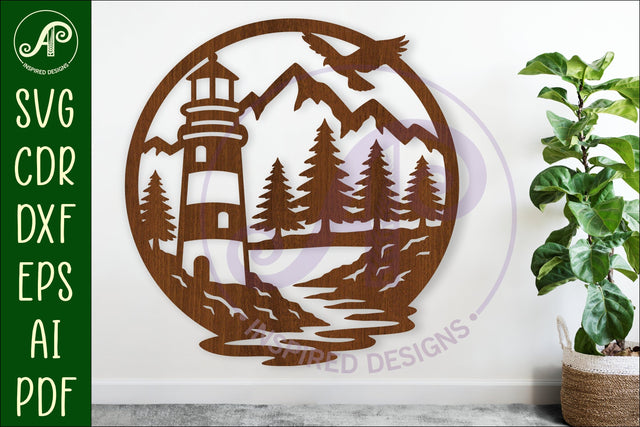 Lighthouse coastal wall art sign, SVG file. vector file SVG APInspireddesigns 