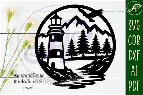 Lighthouse coastal wall art sign, SVG file. vector file SVG APInspireddesigns 