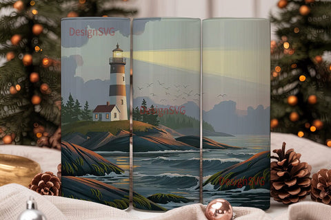 Lighthouse Dawn 20oz Tumbler Wrap Sublimation DesignSVG 