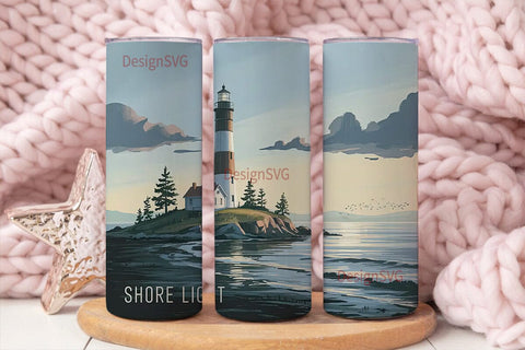 Lighthouse Dawn 20oz Tumbler Wrap Sublimation DesignSVG 