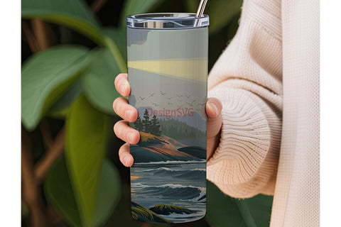 Lighthouse Dawn 20oz Tumbler Wrap Sublimation DesignSVG 