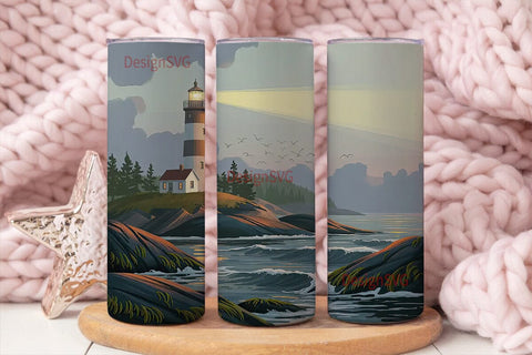 Lighthouse Dawn 20oz Tumbler Wrap Sublimation DesignSVG 