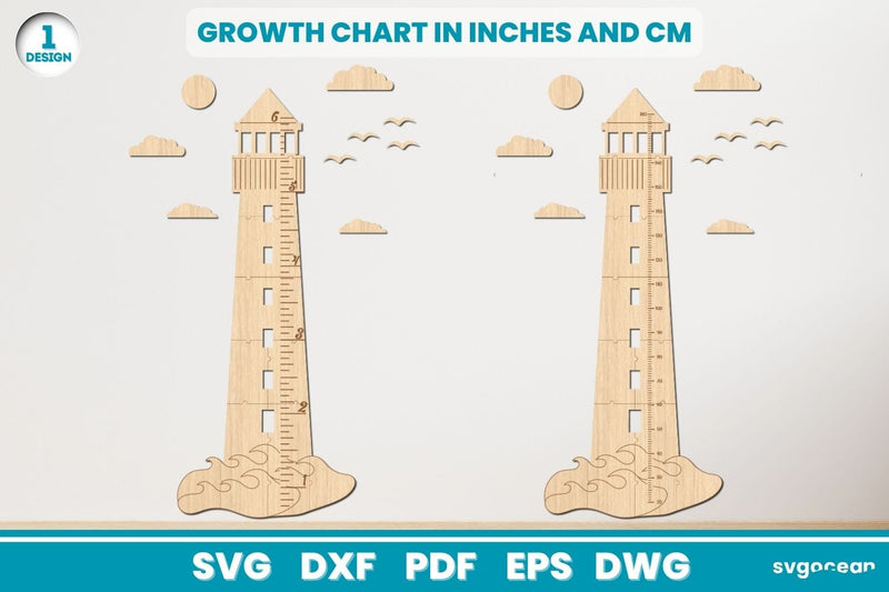Lighthouse Height Chart Laser Cut - So Fontsy