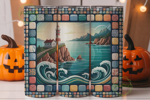 Lighthouse Mosaic 20oz Tumbler Wrap Sublimation PixelChick 
