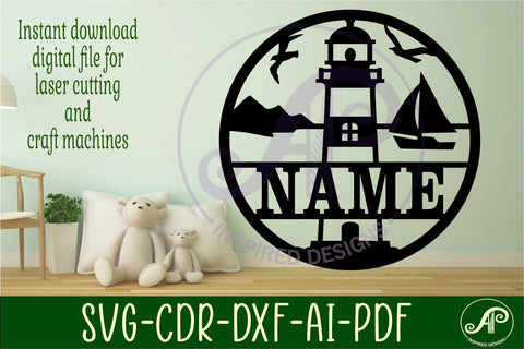 Lighthouse name sign svg laser SVG APInspireddesigns 