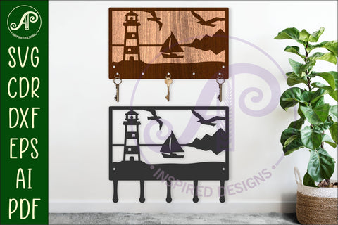 Lighthouse nautical Key holder designs for wood and metal SVG APInspireddesigns 