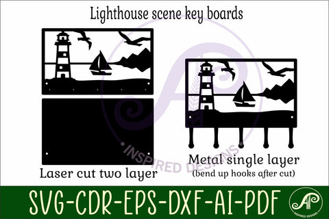 Lighthouse nautical Key holder designs for wood and metal SVG APInspireddesigns 