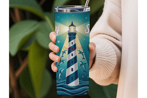 Lighthouse Night 20oz Tumbler Wrap Sublimation DesignSVG 