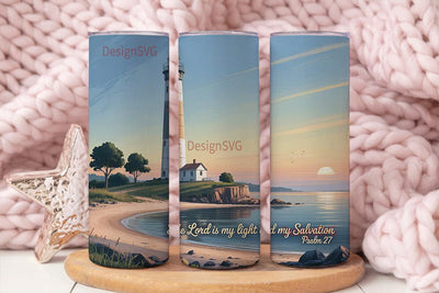 Lighthouse Psalm 27 Tumbler Wrap Sublimation DesignSVG 