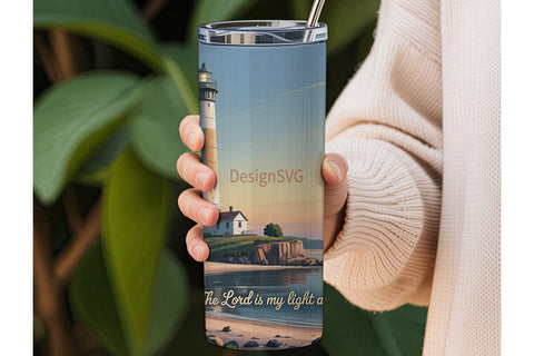 Lighthouse Psalm 27 Tumbler Wrap Sublimation DesignSVG 