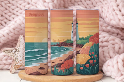 Lighthouse Sunset 20oz Tumbler Wrap Sublimation DesignSVG 