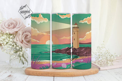 Lighthouse Sunset 20oz Tumbler Wrap Sublimation sassyprint 