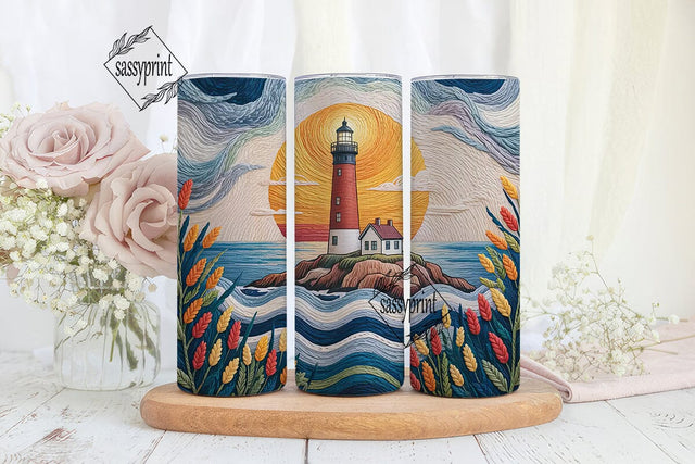 Lighthouse Tapestry 20oz Tumbler Wrap Sublimation sassyprint 