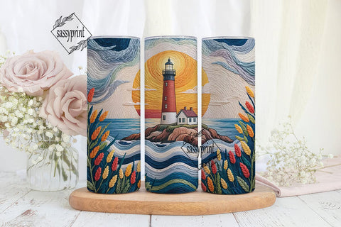 Lighthouse Tapestry 20oz Tumbler Wrap Sublimation sassyprint 