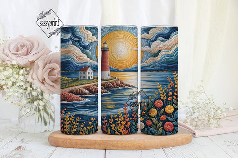 Lighthouse Tapestry 20oz Tumbler Wrap Sublimation sassyprint 