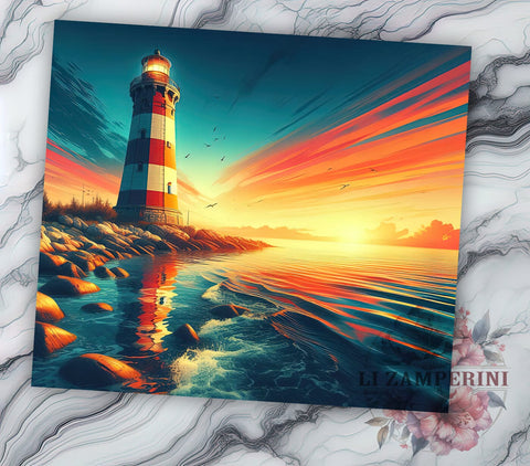 Lighthouse Tumbler, Ocean Decor, Nautical Drinkware, Sublimation PNG, Coastal Gift, Beach Lover, 20oz Tumbler, Seaside Design Sublimation Li Zamperini 