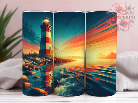 Lighthouse Tumbler, Ocean Decor, Nautical Drinkware, Sublimation PNG, Coastal Gift, Beach Lover, 20oz Tumbler, Seaside Design Sublimation Li Zamperini 